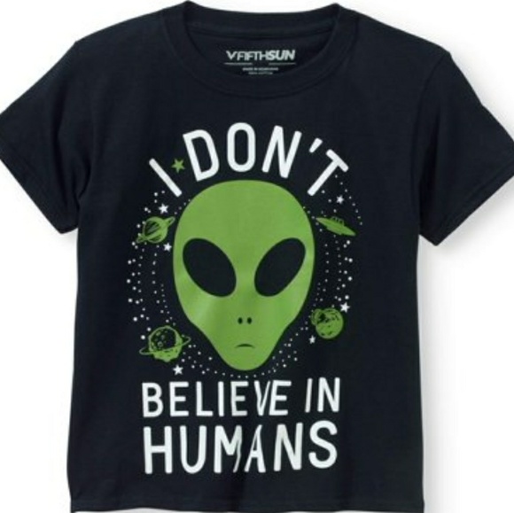 NWT FIFTHSUN boys I DONT BELIEVE IN HUMANS T-SHIRT - Picture 1 of 3